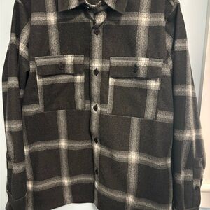 Madewell Black and White Plaid Shirt Jacket
